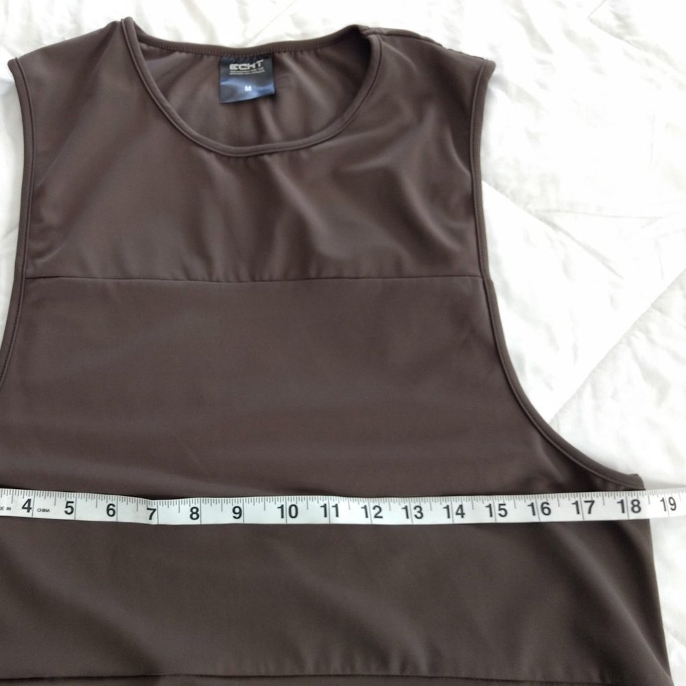 ECHT Tank Men's M Brown Muscle Fit Scoop Neck Pocket Round Hem Logo Pullover - Picture 12 of 13